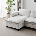 Luxury Four-Seater U-Shape Sofa with Two Ottomans - Chenille