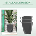 Gray Indoor Outdoor Planters Set of 3 with Drainage Holes
