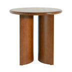 Walnut Finish Pine Wood Round Side Table with Fan-Shaped Legs - Walnut