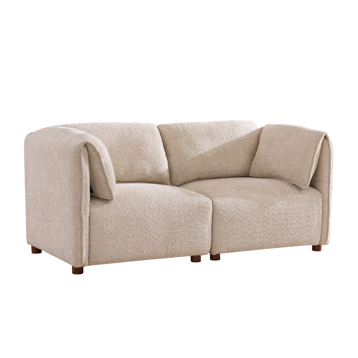 Aura 96 in. 4-Piece L Shaped Modular Sectional Sofa with Wood Frame - Boucle