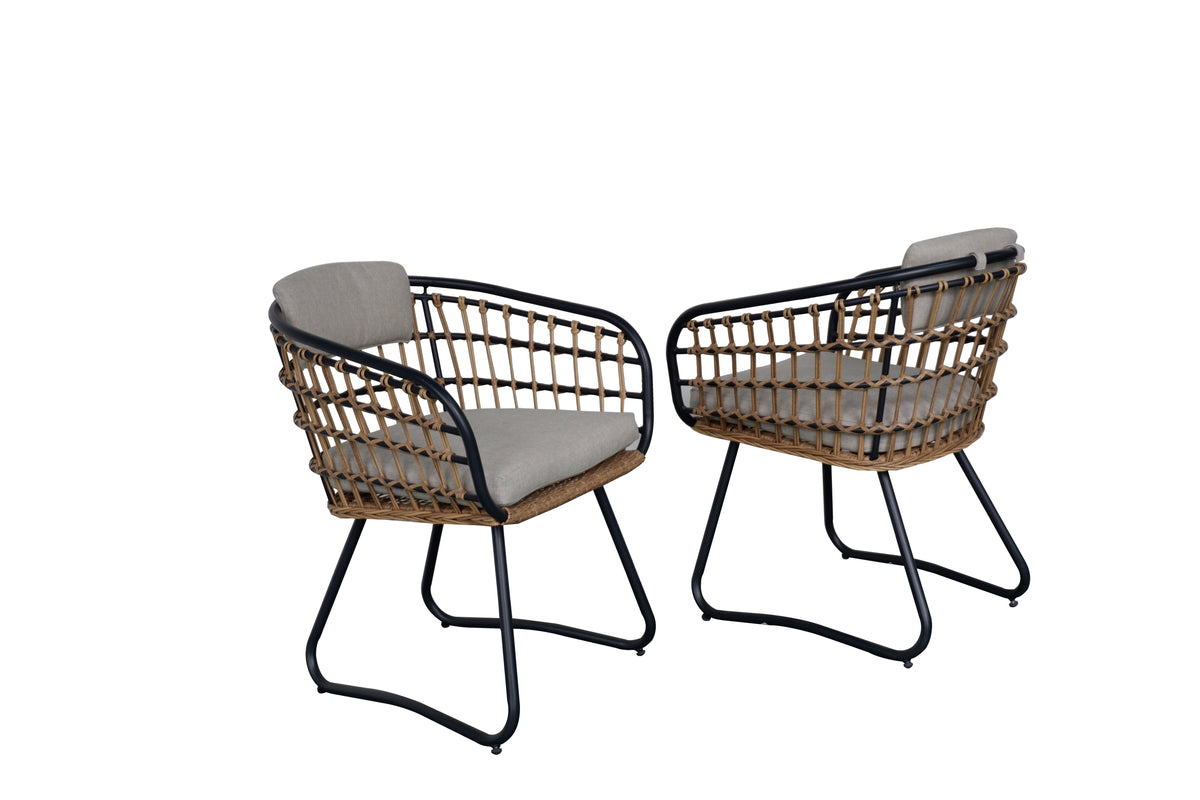7-Piece Outdoor Wicker Dining Set with Wood-Plastic Composite Table - Yellow