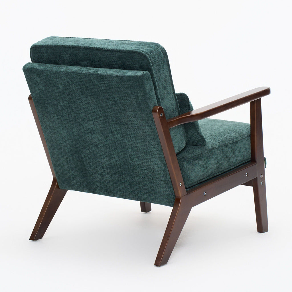 Living Room Chair with Lumbar Pillow and Solid Wood Frame - Dark Gray, Dark Green, Beige