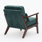 Living Room Chair with Lumbar Pillow and Solid Wood Frame - Dark Gray, Dark Green, Beige