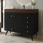 36" Freestanding Bathroom Vanity with Faux Marble Top & Ceramic Sink - Multiple Colors