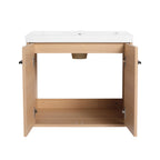 Bathroom Vanity Set with Resin Countertop Sink and 2 Doors - Light Brown Oak