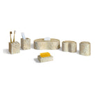 Elegant Marble Bathroom Accessories Set with Natural Veining - Light Brown or White
