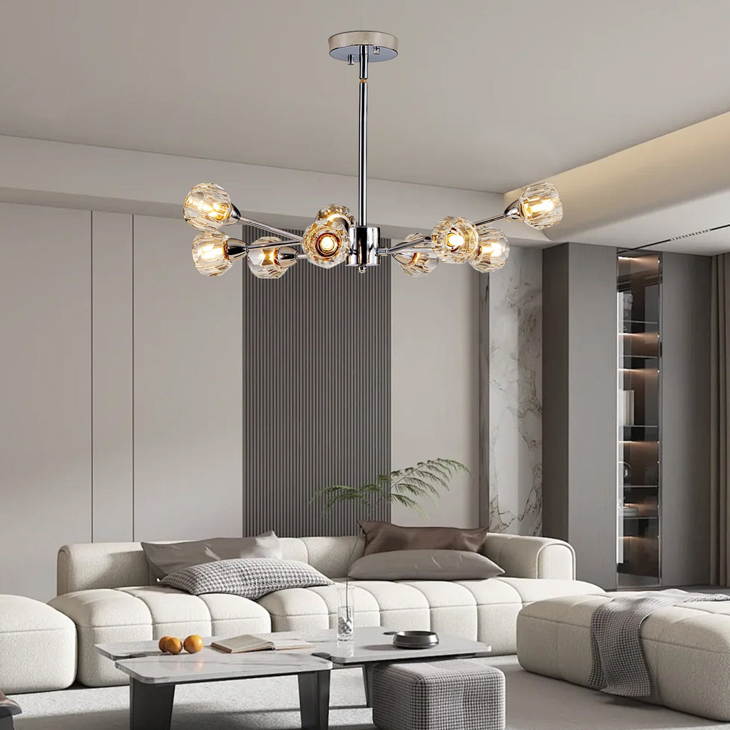 28" Modern Crystal Chandelier with 9 Lights - Chrome