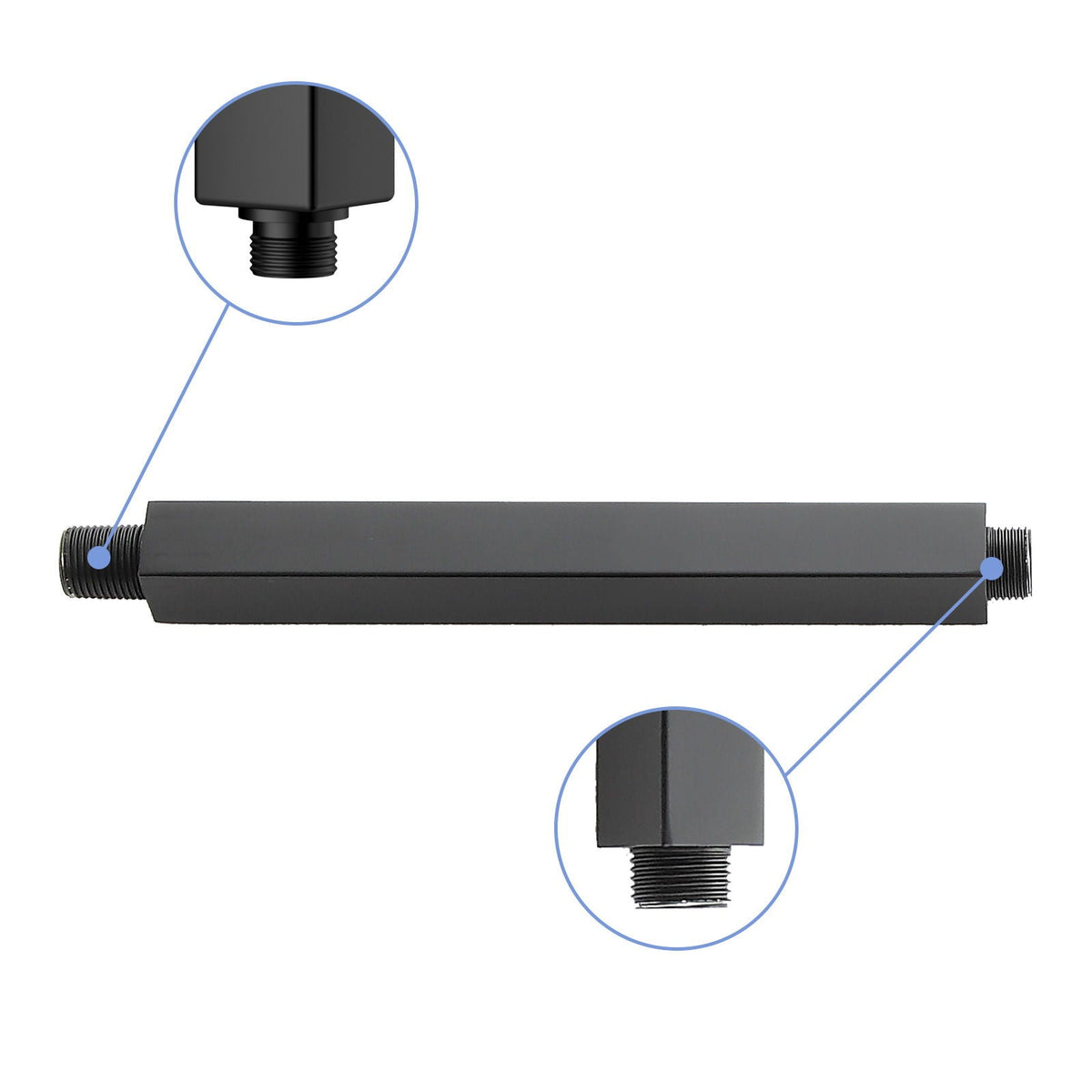 Premium 8" Ceiling Mounted Shower Arm with Flange - Black or Gray