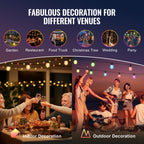 RGB Outdoor String Lights with App Control, 50FT - Multi-Color
