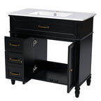Bathroom Vanity With Sink and Drawers - Freestanding Solid Wood Cabinet