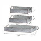 Decorative Galvanized Nesting Trays with Rustic Design - Gray