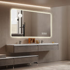 Wall Mounted LED Lighting Mirror with 3-Color Dimmable Light - Silver