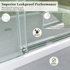 56-60"W Frameless Sliding Tub Shower Door with Tempered Glass - Brushed Nickel