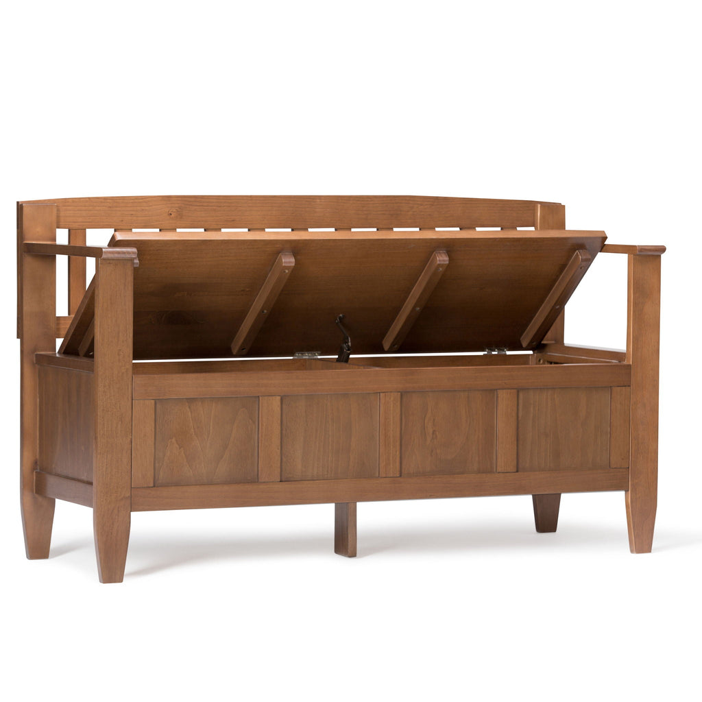 Medium Saddle Brown Entryway Storage Bench with Lift-Up Storage