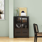 Storage Cabinet With 4 Iron Doors - Black
