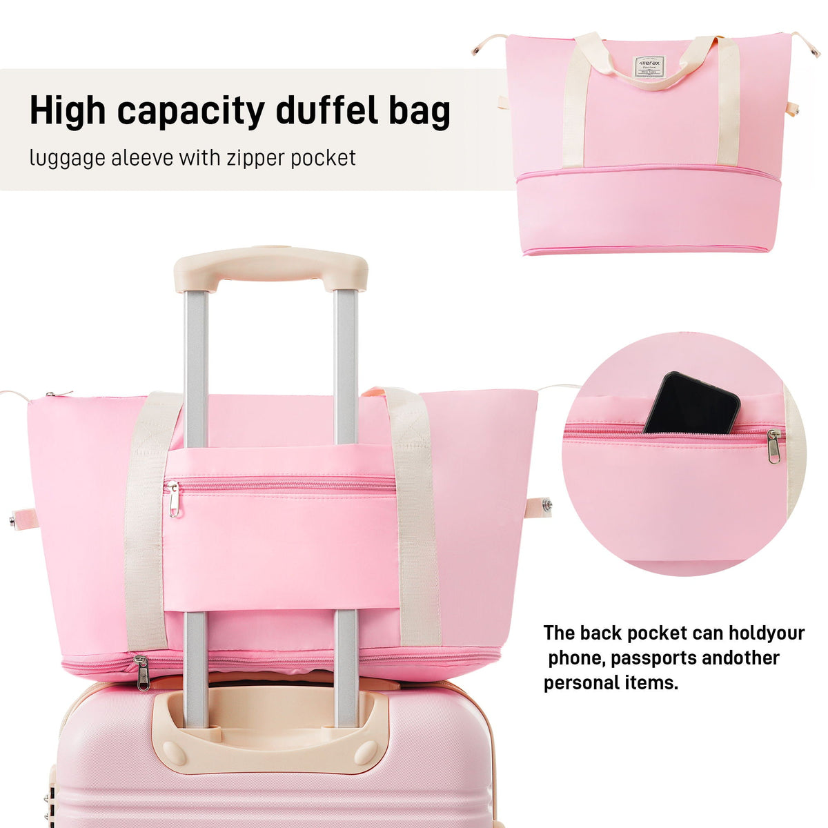 Lightweight Hardshell Luggage Set 2 Piece with TSA Lock - Black, White or Pink