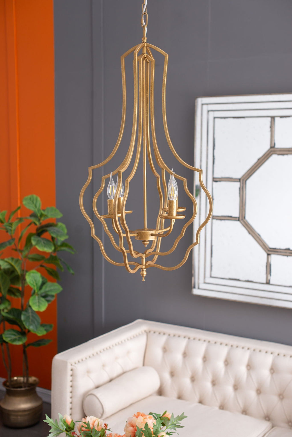 4 Light Chandelier - Adjustable Hanging Light Fixture