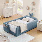 Cute Rabbit Ear Upholstered Platform Bed Frame with Safety Rail - Multiple Colors