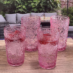 Paisley Style Acrylic Hi Ball Glasses with Shatterproof Design - White or Pink