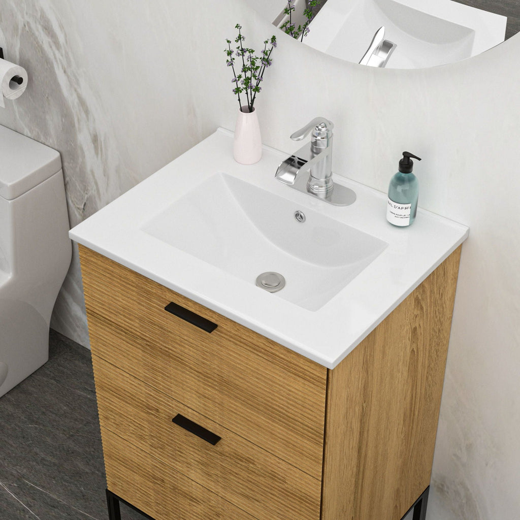 Premium Rectangular Vanity Top with Single Faucet Hole and Overflow - White