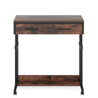 Portable Laptop Desk with Drawer & Wheels - Height Adjustable - Brown/Black