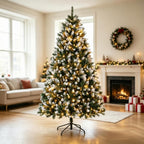 7.5 ft Pre-Lit Artificial Christmas Tree with 400 LED Lights - White Tips