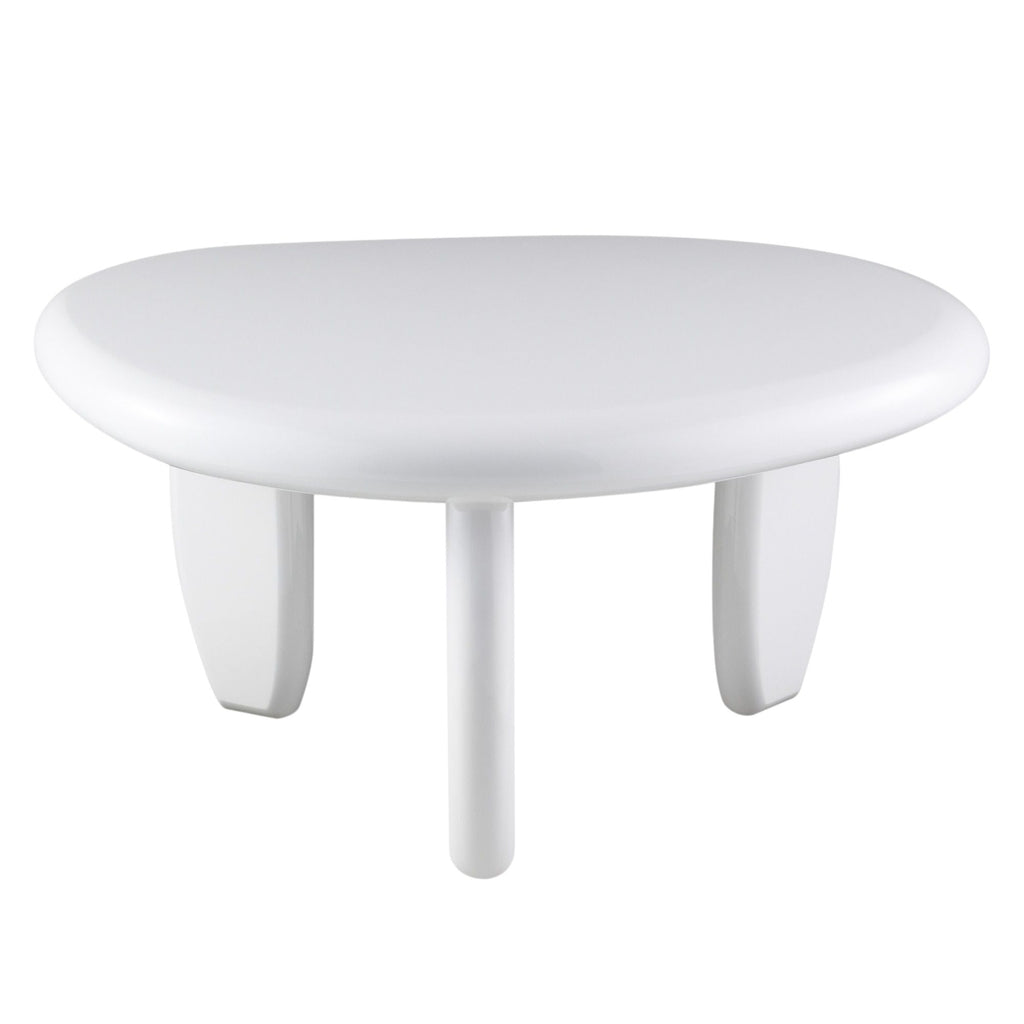 High Gloss End Table with Durable Synthetic Wood - White