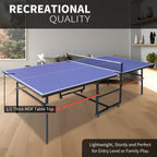 8ft Foldable Table Tennis Table Set with Portable Design - Blue