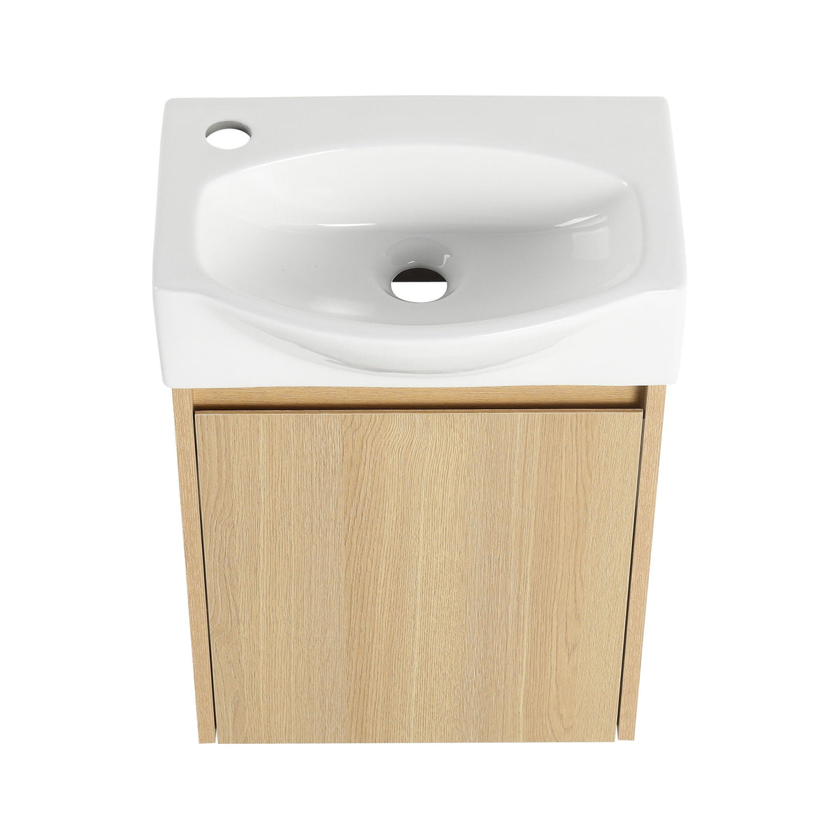 Modern Bathroom Vanity with Ceramic Basin and Storage Cabinet - Light Brown, Black, or White