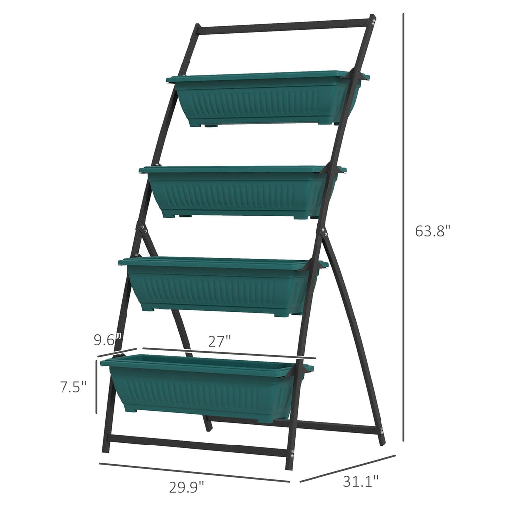 4-Tier Vertical Raised Garden Planter with 4 Boxes - Steel & Polypropylene