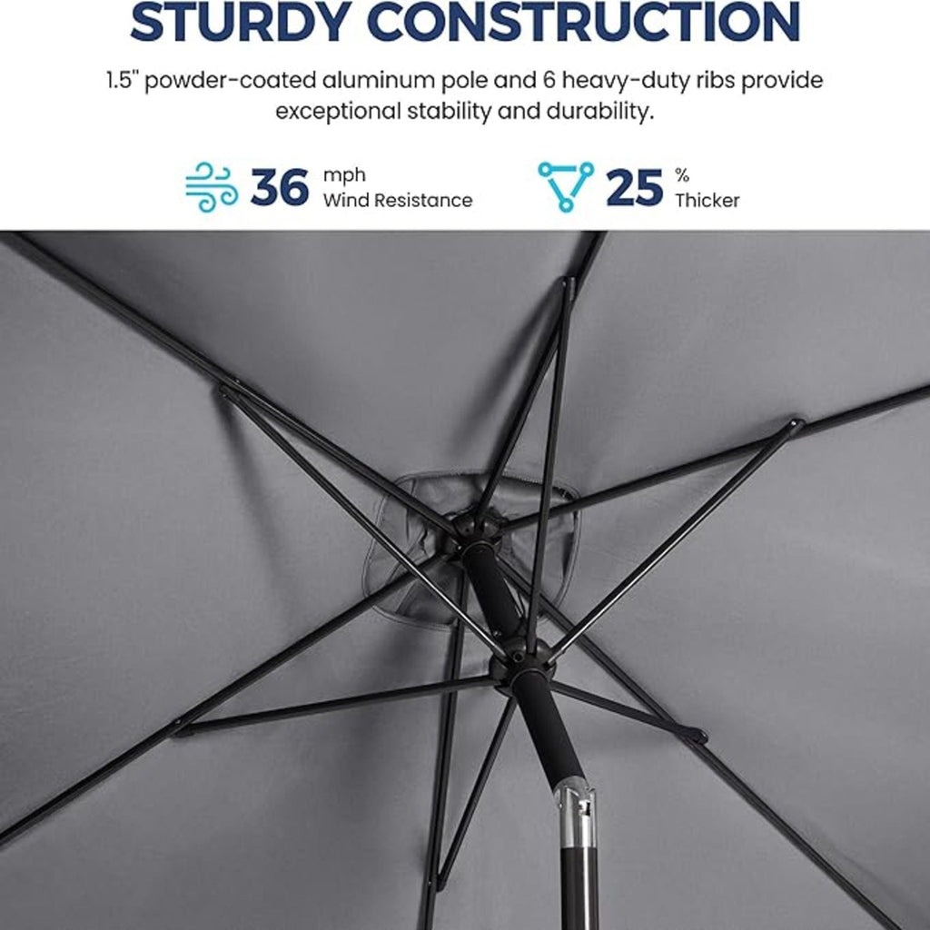 Rectangular Patio Umbrella with Crank Tilt - UV-Resistant Canopy