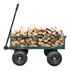 Green Outdoor Wagon Cart with Foldable Steel Frame - 550 lb Capacity