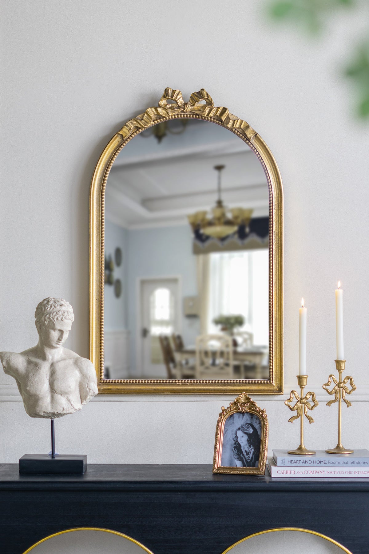 Gold Baroque Style Wall Mirror with Intricate Crown Detailing - 40.2" x 29.9"
