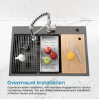 Stainless Steel Kitchen Sink with Overmount Single Bowl - Brushed Finish