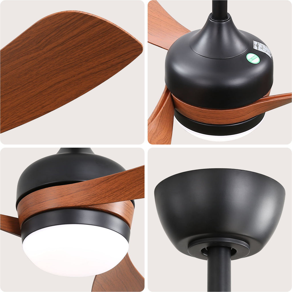 Ceiling Fan with Reversible DC Motor and Remote Control - White or Dark Brown