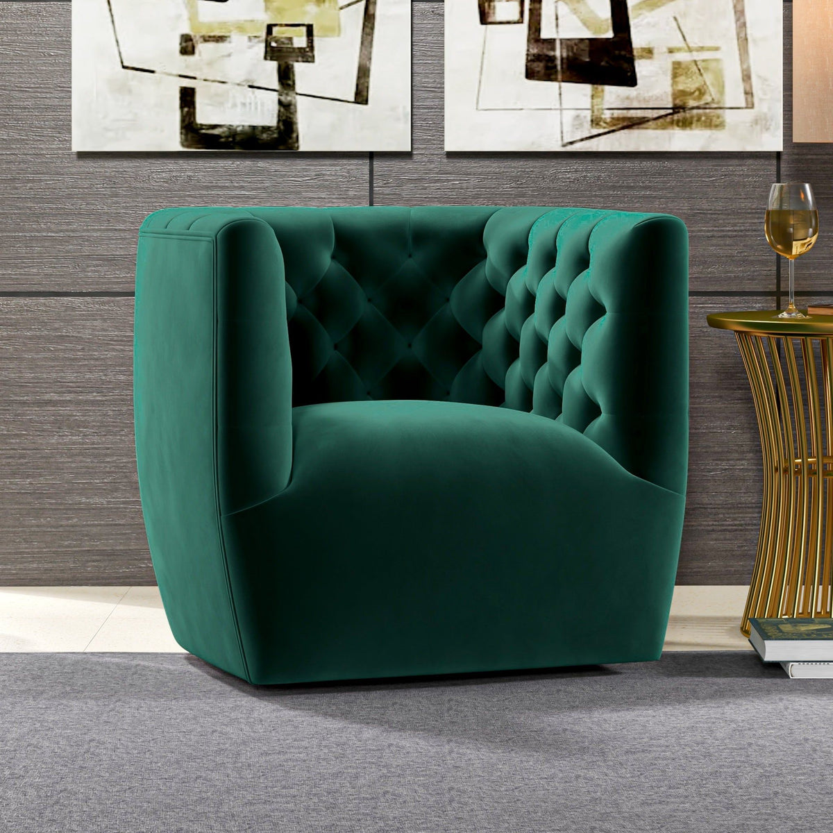 Ergonomic Design Swivel Chair with Tufted Accent - Multiple Colors
