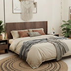 Modern Wide Wall Mounted Fluted Panel Headboard with Fluted Design - Dark Brown or Light Brown