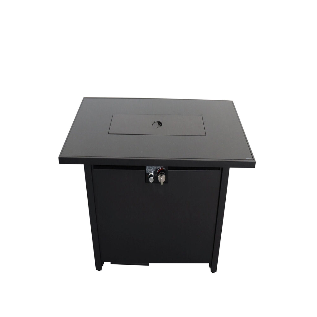 Outdoor Fire Pit Table with Heat Resistant Glass Top - Black