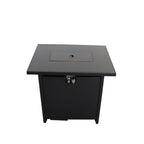 Outdoor Fire Pit Table with Heat Resistant Glass Top - Black