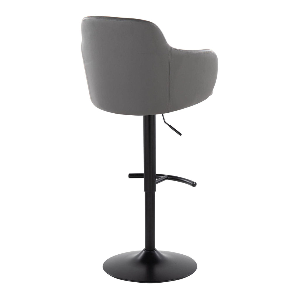 Contemporary Adjustable Barstool Set with Swivel - Rounded T Footrest - Dark Gray or Black