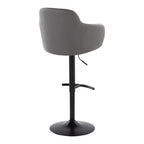 Contemporary Adjustable Barstool Set with Swivel - Rounded T Footrest - Dark Gray or Black
