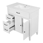 Bathroom Vanity With Sink and Drawers - Freestanding Solid Wood Cabinet