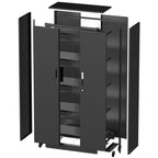 Steel Garage Storage Cabinet with Adjustable Shelves and Lock – Black or White