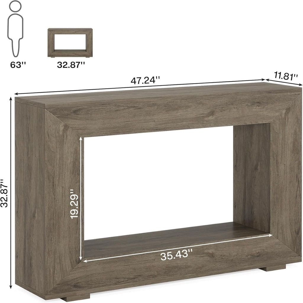 Narrow Entryway Storage Console Table with Open Shelf - Black, Dark Gray, Light Brown