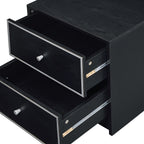 Modern Black Nightstand Table with Two Drawers - Black