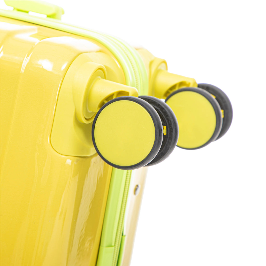 2-Piece Polycarbonate Spinner Wheel Luggage Set with Lock - Green & Yellow