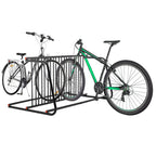 10-Bike Floor Rack with Double-Sided Storage - Metal