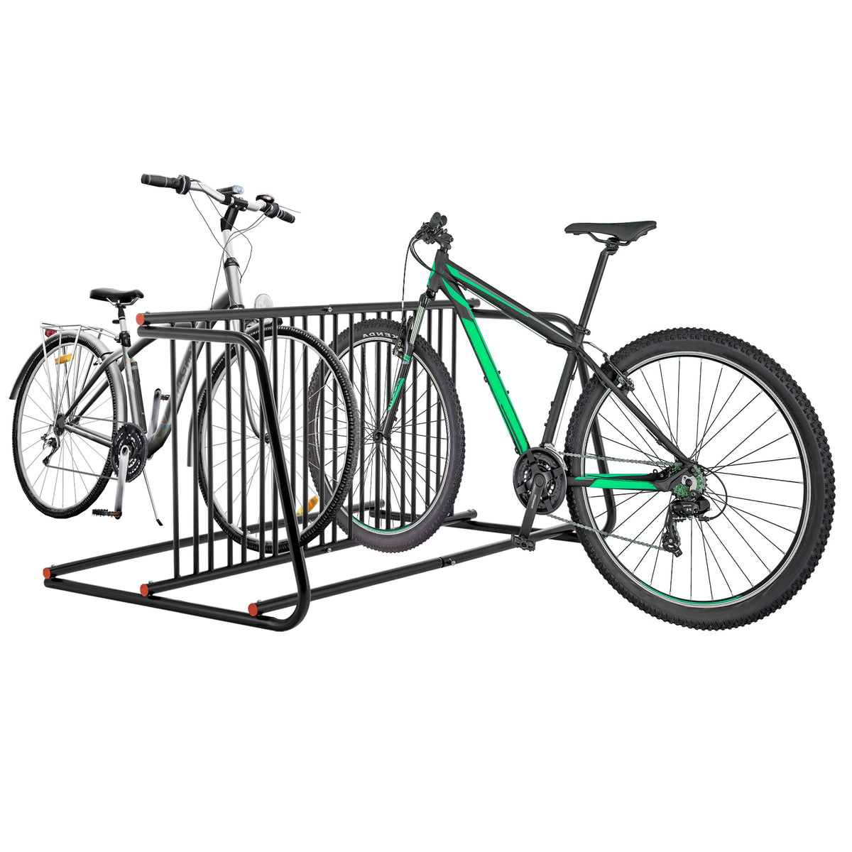 10-Bike Floor Rack with Double-Sided Storage - Metal