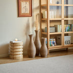 3 Piece Artificial Rattan Floor Vase Set with Modern Artistic Style - Beige