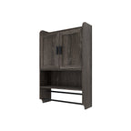 Bathroom Wall Cabinet with Adjustable Shelf, Towel Bar and Paper Holder - Grey